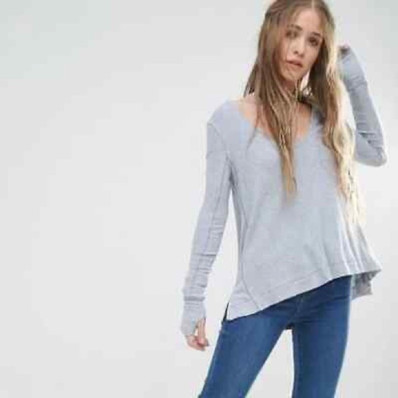 Free People Malibu Thermal Top- Light Grey - Picture 2 of 6